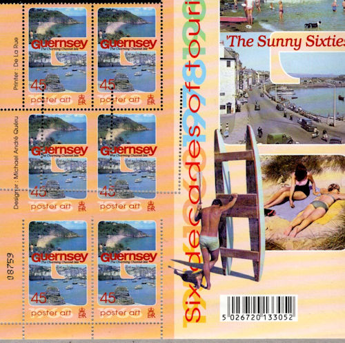 Postzegelvel Guernsey met mis-perforatie, gedrukt bij Thomas de La Rue