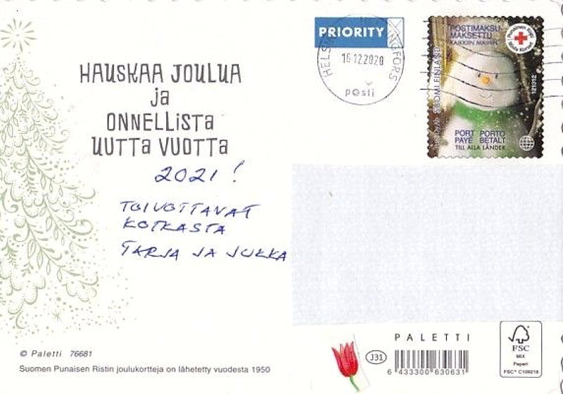 Finse Rode Kruis kerstkaart