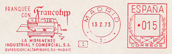 Spaanse Francotype frankeerstempeling