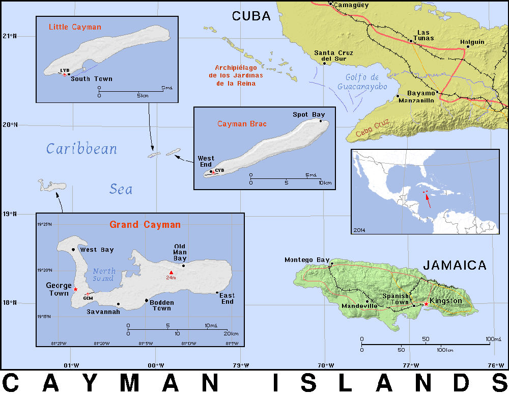 Kaart Cayman Islands