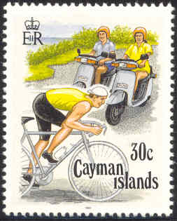Postzegel Cayman Islands met scooters