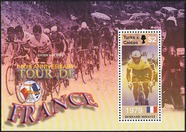 Postzegelblok Turks & Caicos Islands Bernard Hinault