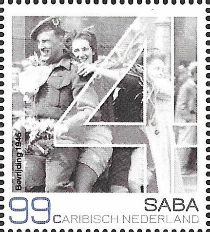 Postzegelvel Saba t.g.v. bevrijding van Nederland in 1945