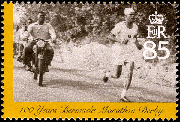 Postzegel Bermuda t.g.v. 100 jaar marathon derby