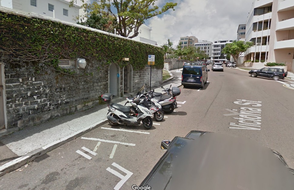 Foto Google Maps met motorparkeersplaats Victoria Street Hamilton