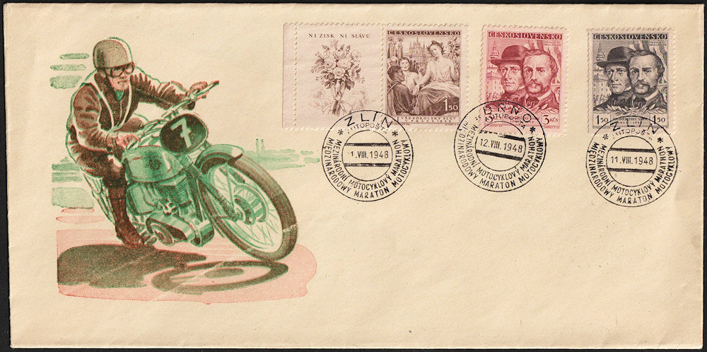 Envelop Tsjecho-Slowakije t.g.v. Int. Motor Marathon 1948