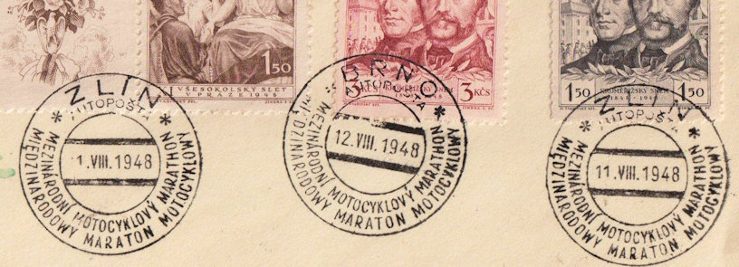 Stempels Tsjecho-Slowakije t.g.v. Int. Motor Marathon 1948