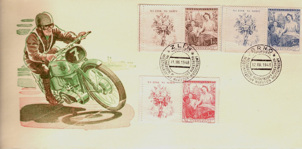 Envelop Tsjecho-Slowakije t.g.v. Int. Motor Marathon 1948