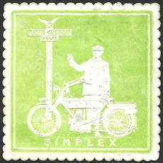Label van de Simplex motoren- en fietsenfabriek, kleur lichtgroen