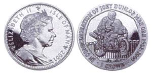 De Manx munten ter nagedachtenis aan Joey Dunlop