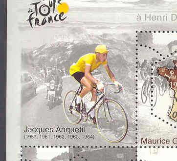 De zegel met J. Anquetil, gevolgd door een motor