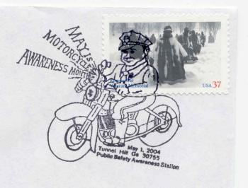 De NGLP "Motorcycle Awareness Month" stempel