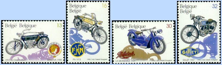 Belgische postzegels met oude motormerken