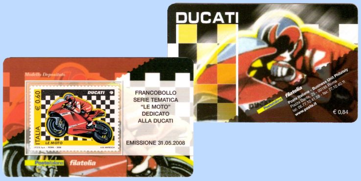 Verzamelkaartje Italië met afbeeldingen Ducati