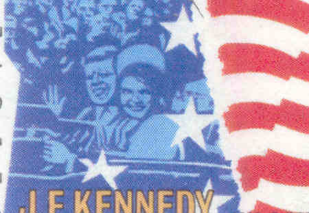 Detail van de Belgische zegel met JFK