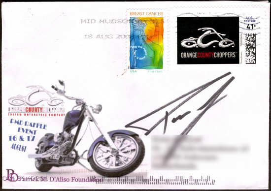Een door Paul Teutel gesigneerde envelop met OCC postzegel