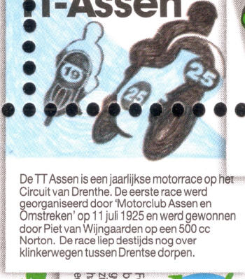 Tekst velletje "Mooi Assen" over TT-circuit