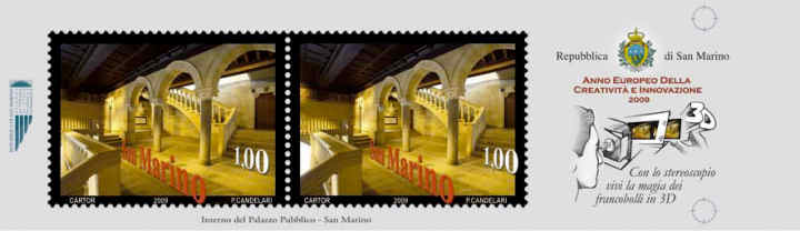 Strip met 3D-postzegels van San Marino 