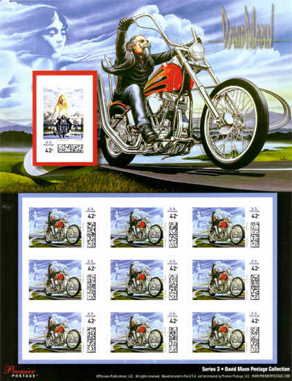 Postzegelvel USA met afbeeldingen van David Mann