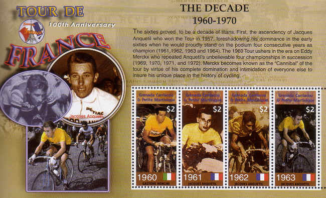 Tour de France Postzegelvel Grenada Cariacou & Petite Martinique