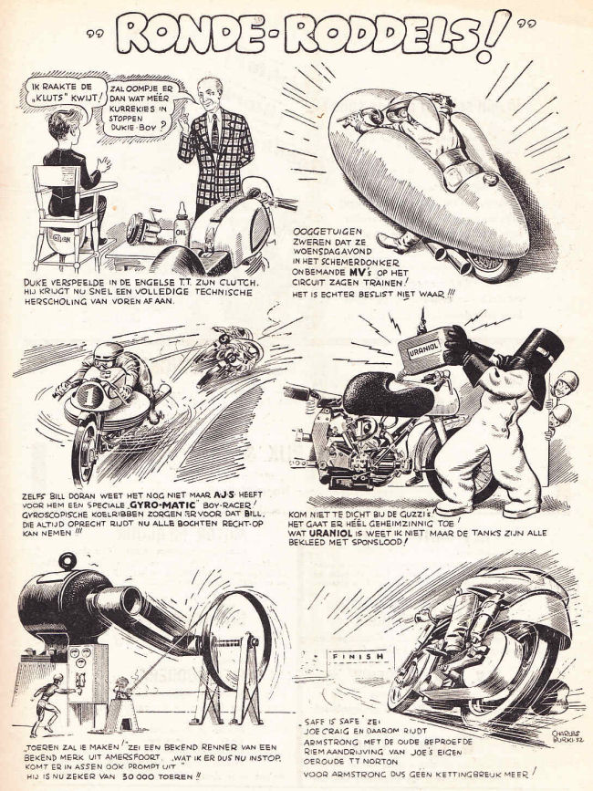 Fantasie van Charles Burki, uit TT-nummer weekblad motor 1952