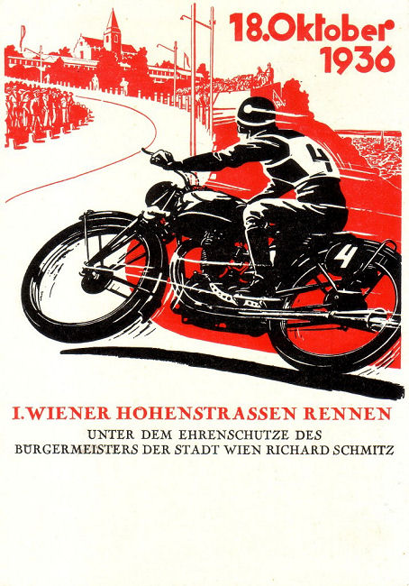 Poster 1e Wiener Hohenstrassen- Rennen 1936