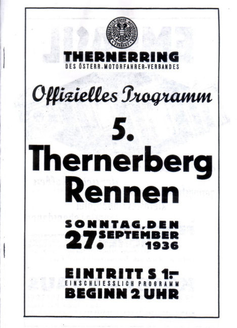 Programmaboekje 5e Thernerberg Rennen 1936