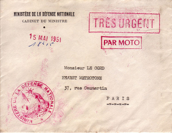 Brief Frans Ministerie van Defensie