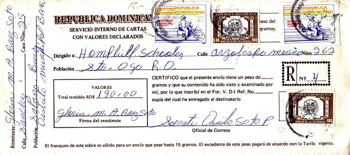 Envelop voor geldzending in de Dominicaanse Republiek
