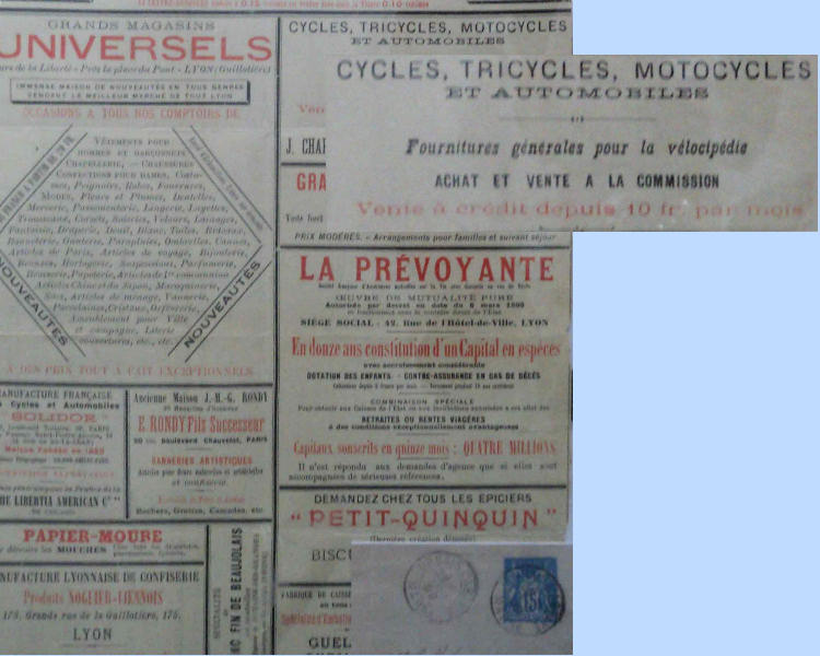 Franse vouwbrief met reclame voor oa. motorfietsen