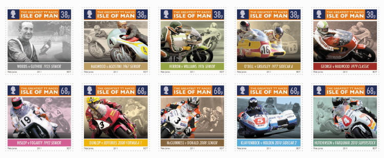 Postzegels Man met de beste 10 TT-races