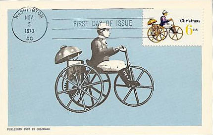 FDC met postzegel USA met 3-wielige fiets