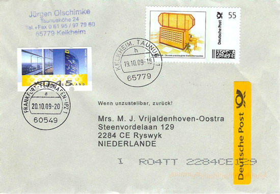 Envelop met persoonlijke zegel met afbeelding van een Transorma